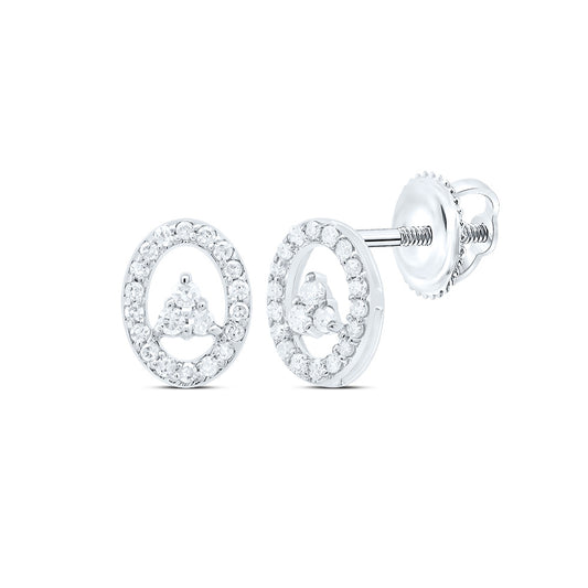 10kt White Gold 1/6 Cttw Diamond Oval Stud Earring