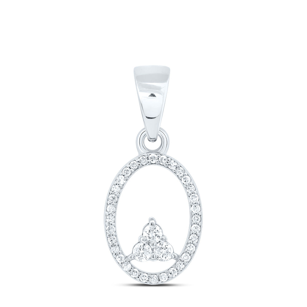 10kt White Gold 1/6 Cttw Diamond Oval Pendant