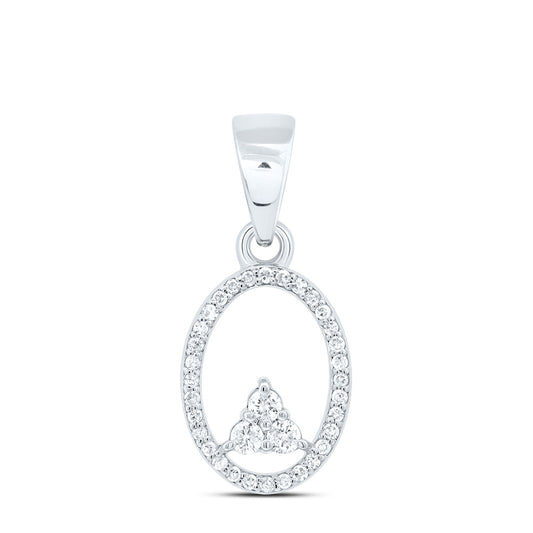 10kt White Gold 1/6 Cttw Diamond Oval Pendant
