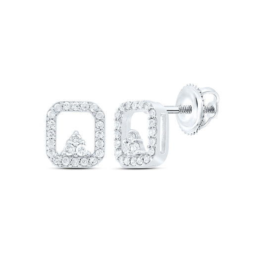 10kt White Gold 1/6 Cttw Diamond Octagon Stud Earring