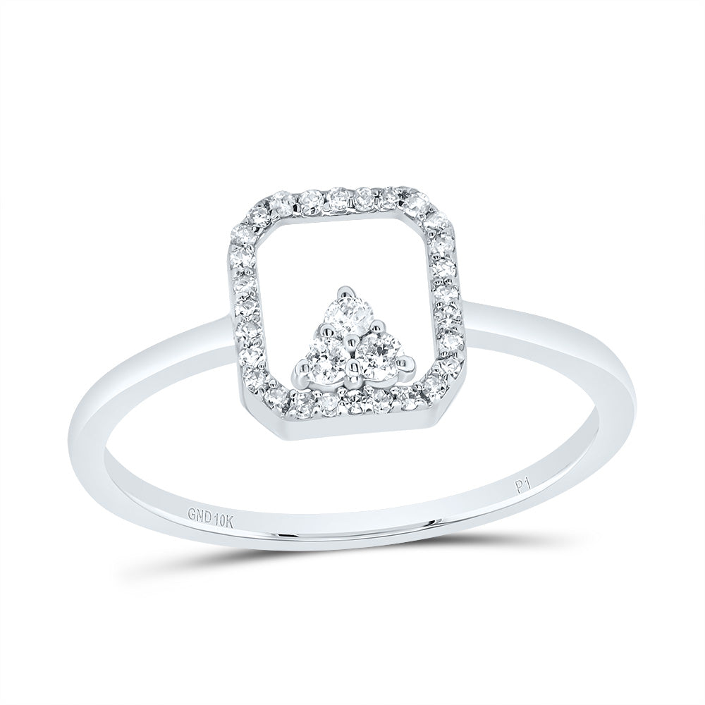 10kt White Gold 1/8 Cttw Diamond Octagon Wedding Engagement Anniversary Ring, Women Size: 5-9