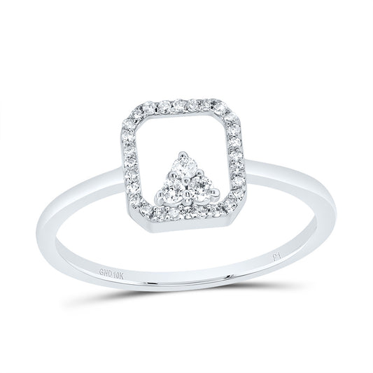 10kt White Gold 1/8 Cttw Diamond Octagon Wedding Engagement Anniversary Ring, Women Size: 5-9
