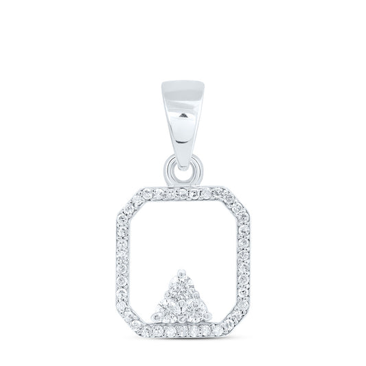 10kt White Gold 1/5 Cttw Diamond Octagon Pendant