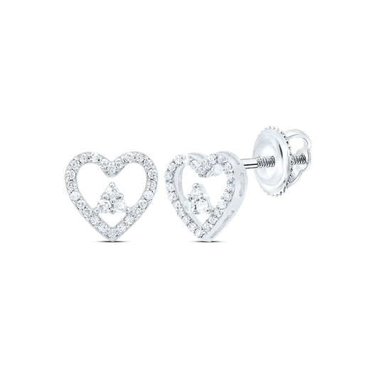 10kt White Gold 1/5 Cttw Natural Diamond Heart Stud Earring