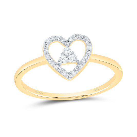 10kt Yellow Gold 1/8 Cttw Natural Diamond Heart Wedding Engagement Anniversary Ring, Women Size: 5-9