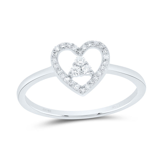 10kt White Gold 1/8 Cttw Natural Diamond Heart Wedding Engagement Anniversary Ring, Women Size: 5-9