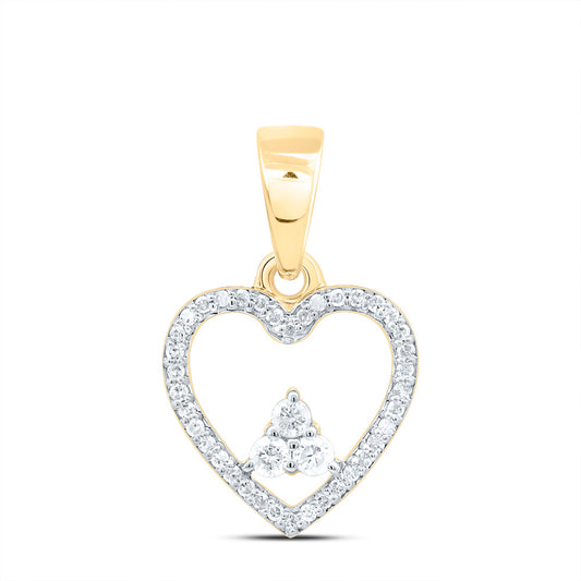 10kt Yellow Gold 1/5 Cttw Natural Diamond Heart Pendant