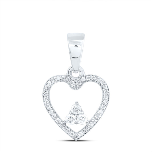 10kt White Gold 1/5 Cttw Natural Diamond Heart Pendant
