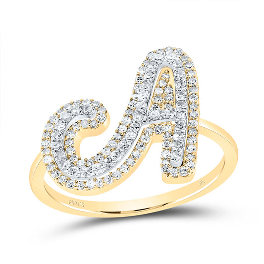 10kt Yellow Gold Diamond Fashion Initial Ladies Wedding Engagement Anniversary Ring