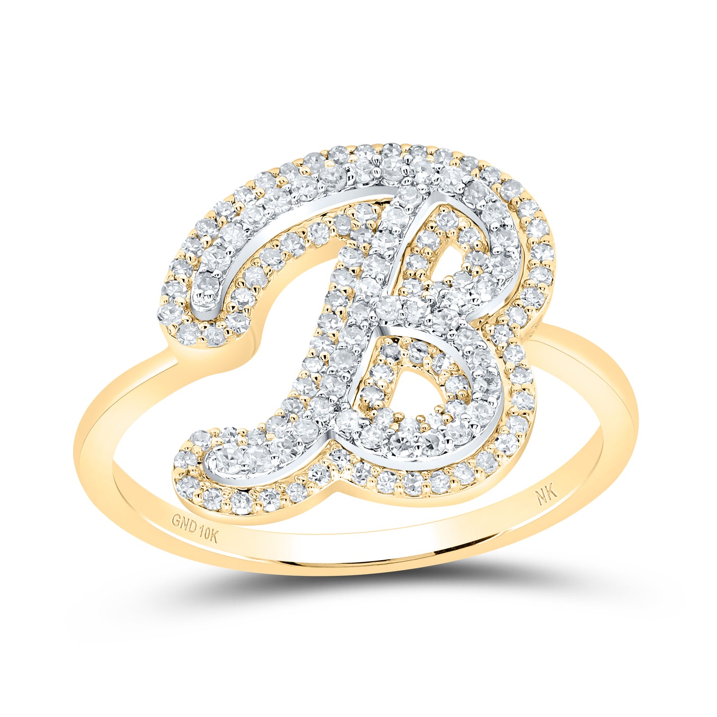 10kt Yellow Gold Diamond Fashion Initial Ladies Wedding Engagement Anniversary Ring