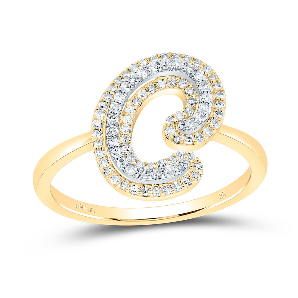 10kt Yellow Gold Diamond Fashion Initial Ladies Wedding Engagement Anniversary Ring
