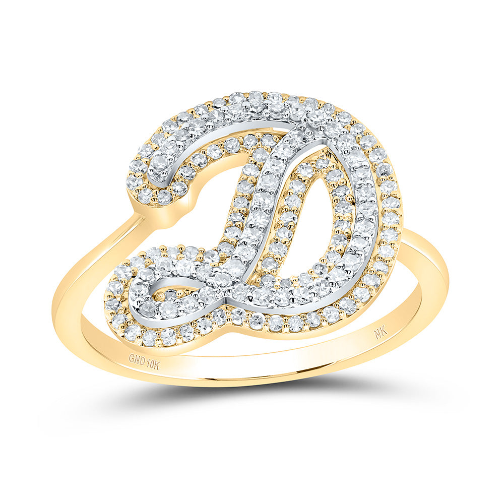 10kt Yellow Gold Diamond Fashion Initial Ladies Wedding Engagement Anniversary Ring