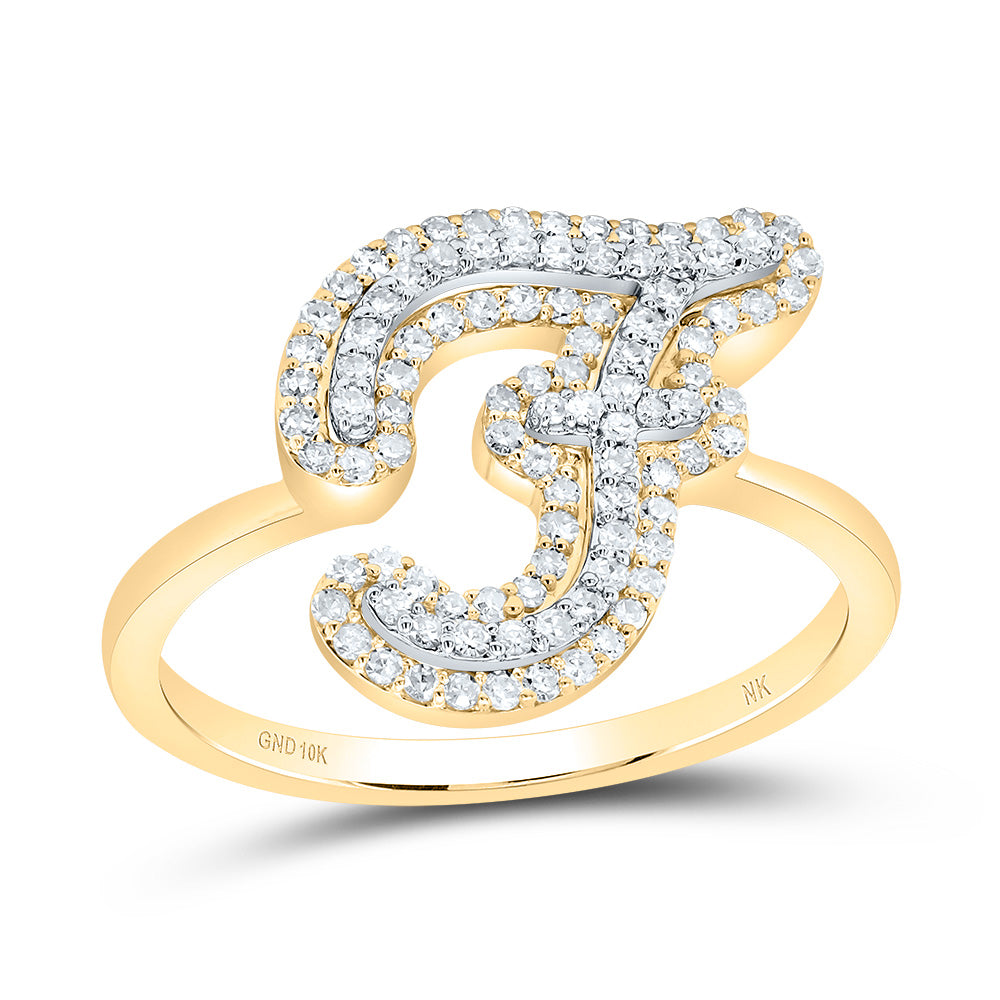 10kt Yellow Gold Diamond Fashion Initial Ladies Wedding Engagement Anniversary Ring