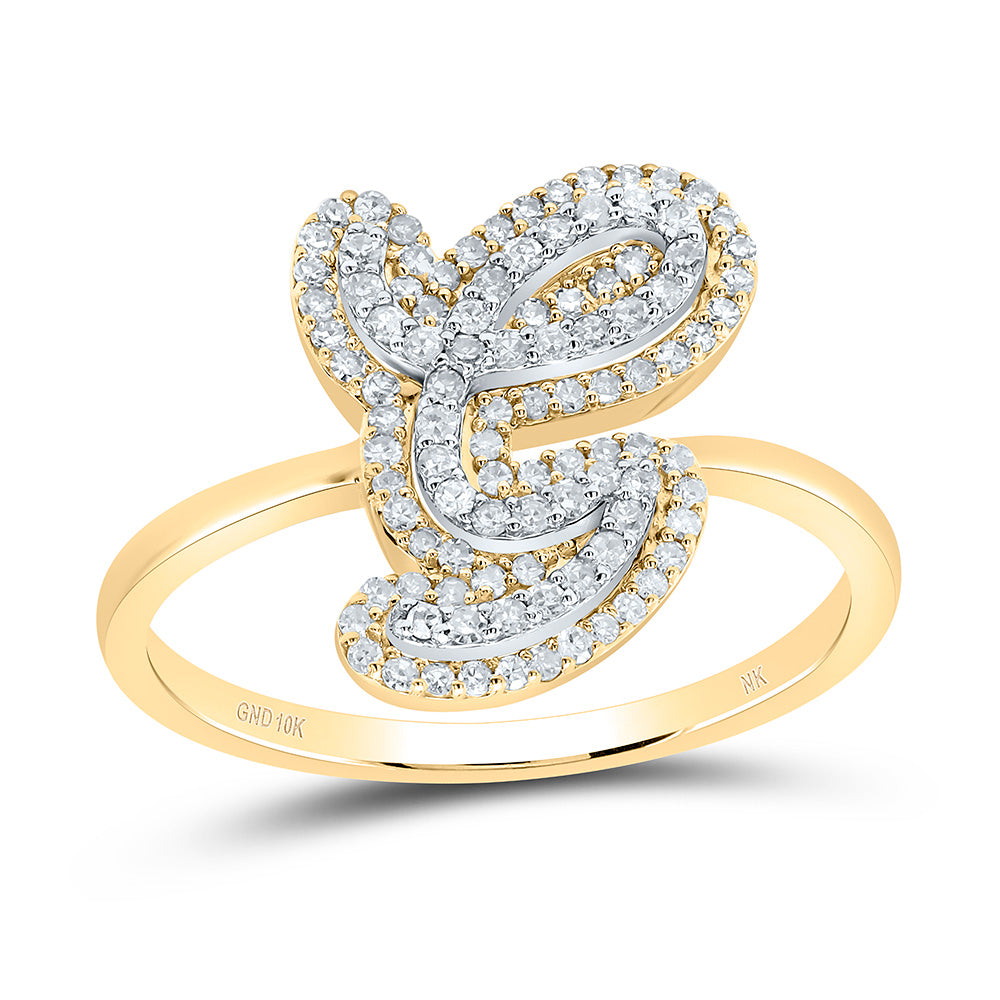 10kt Yellow Gold Diamond Fashion Initial Ladies Wedding Engagement Anniversary Ring