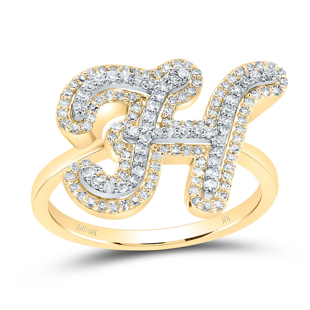 10kt Yellow Gold Diamond Fashion Initial Ladies Wedding Engagement Anniversary Ring