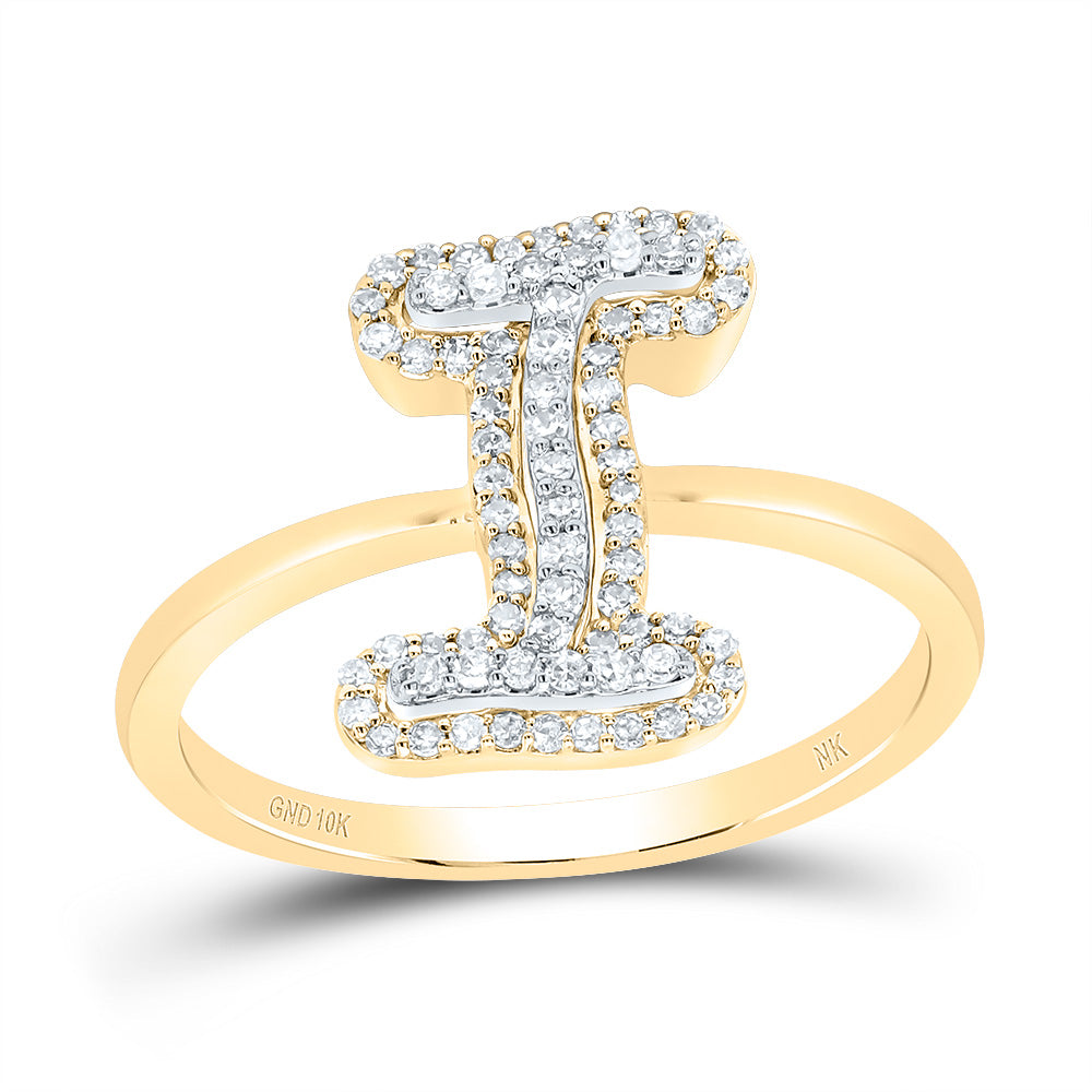 10kt Yellow Gold Diamond Fashion Initial Ladies Wedding Engagement Anniversary Ring