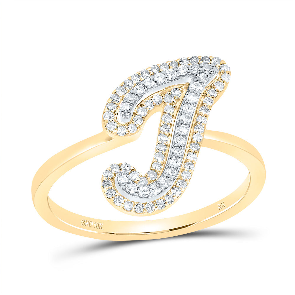 10kt Yellow Gold Diamond Fashion Initial Ladies Wedding Engagement Anniversary Ring