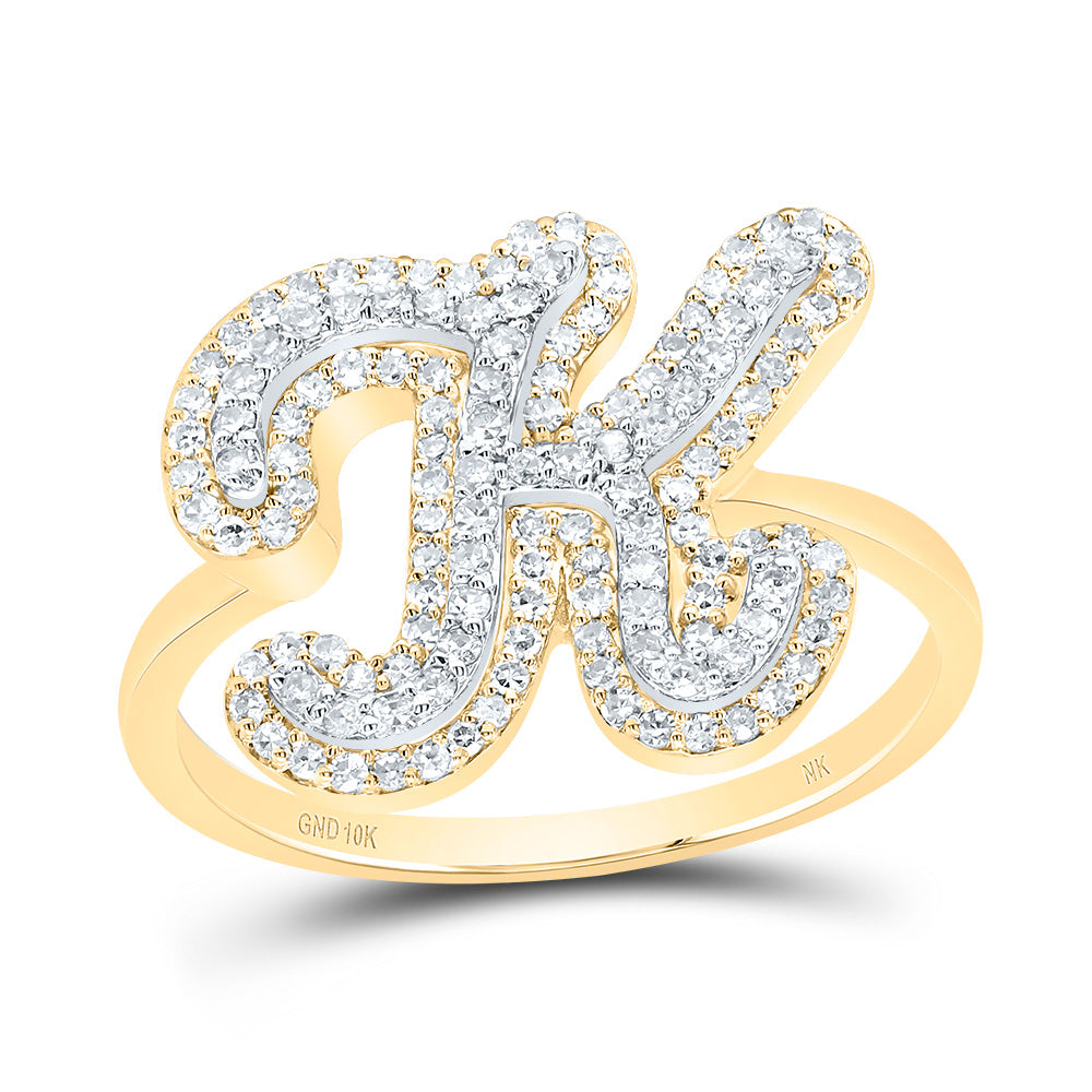 10kt Yellow Gold Diamond Fashion Initial Ladies Wedding Engagement Anniversary Ring