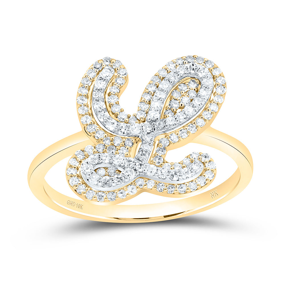 10kt Yellow Gold Diamond Fashion Initial Ladies Wedding Engagement Anniversary Ring