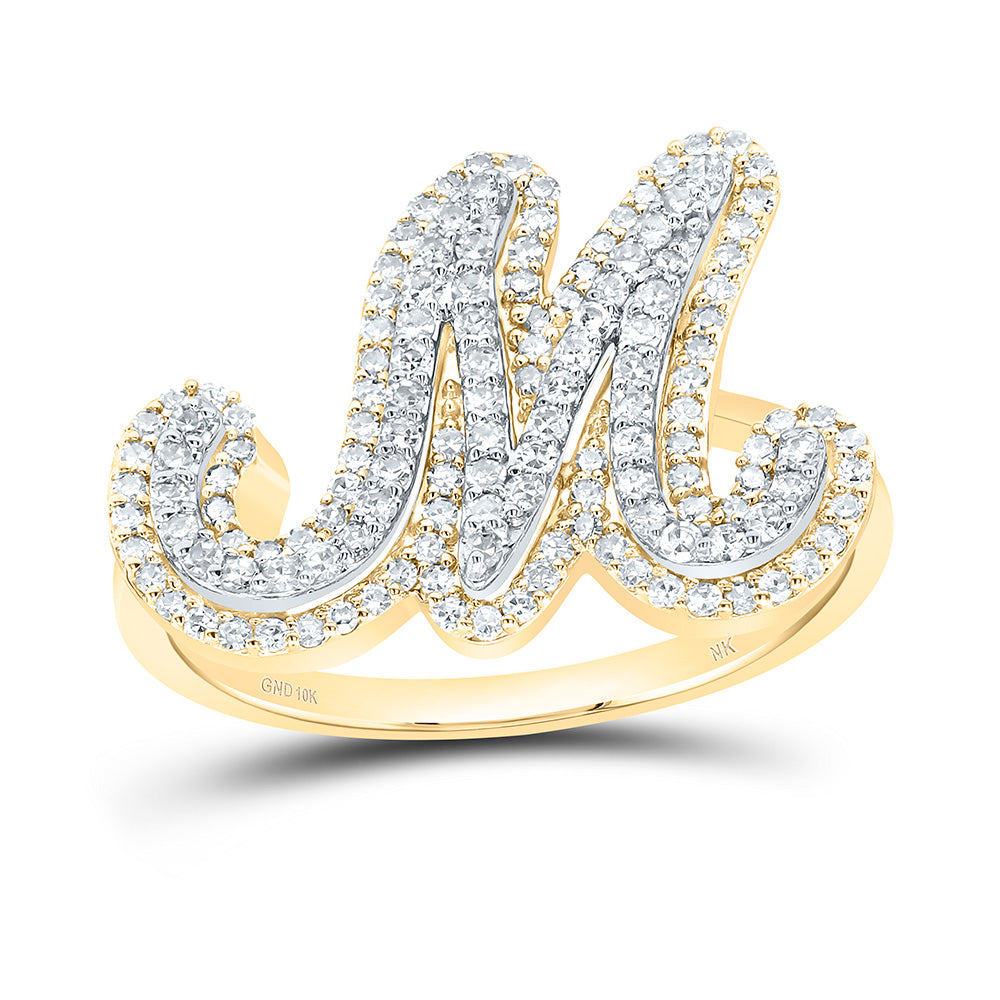 10kt Yellow Gold Diamond Fashion Initial Ladies Wedding Engagement Anniversary Ring