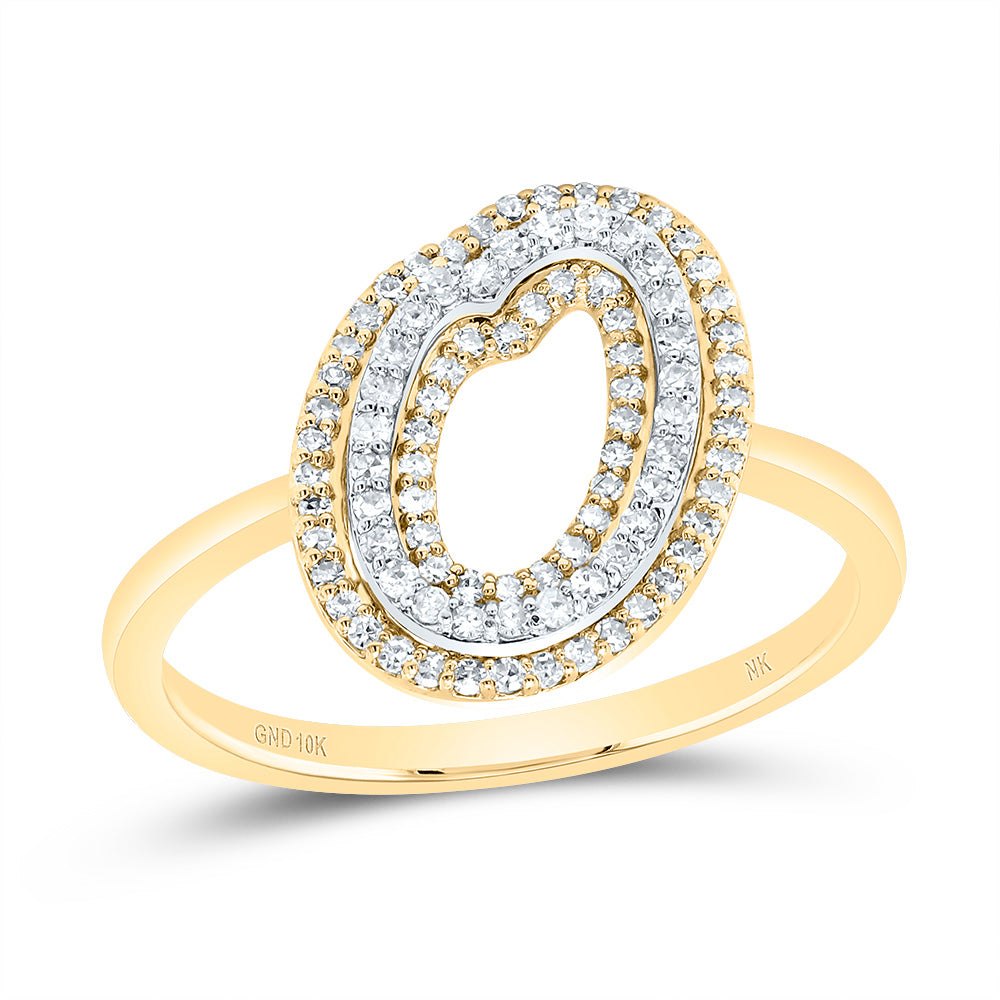 10kt Yellow Gold Diamond Fashion Initial Ladies Wedding Engagement Anniversary Ring
