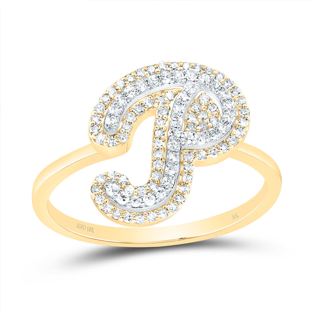 10kt Yellow Gold Diamond Fashion Initial Ladies Wedding Engagement Anniversary Ring