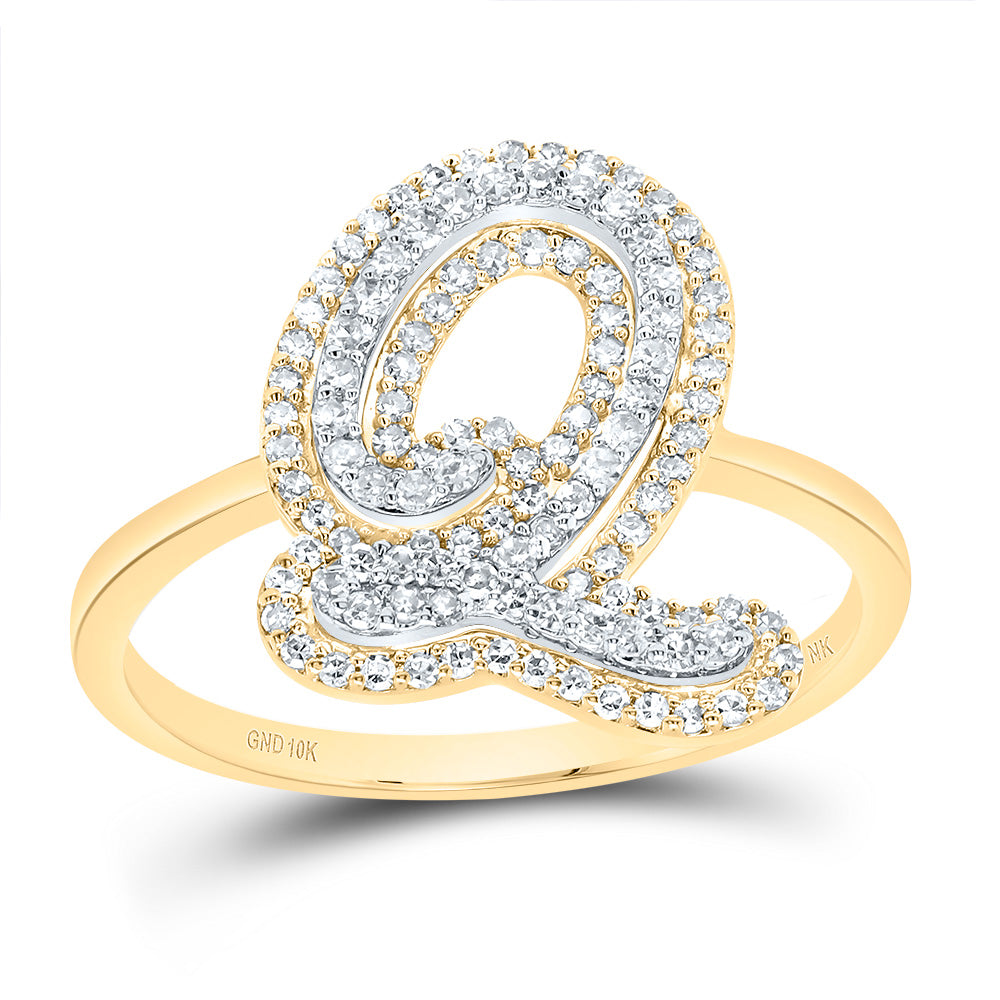 10kt Yellow Gold Diamond Fashion Initial Ladies Wedding Engagement Anniversary Ring