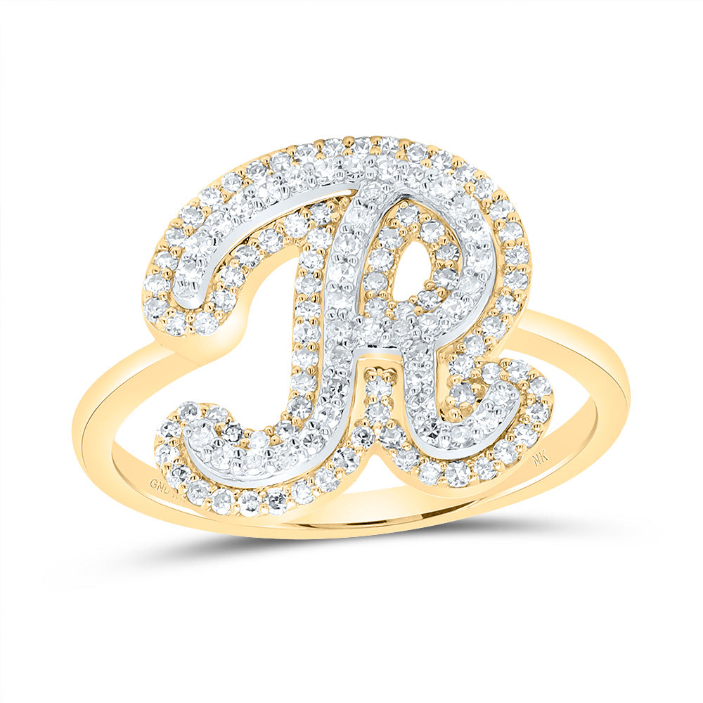 10kt Yellow Gold Diamond Fashion Initial Ladies Wedding Engagement Anniversary Ring
