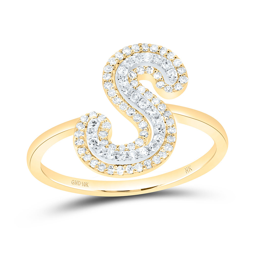 10kt Yellow Gold Diamond Fashion Initial Ladies Wedding Engagement Anniversary Ring