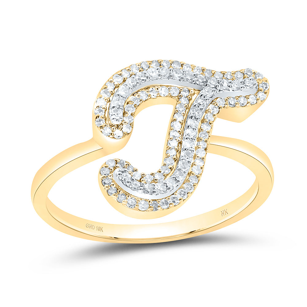 10kt Yellow Gold Diamond Fashion Initial Ladies Wedding Engagement Anniversary Ring