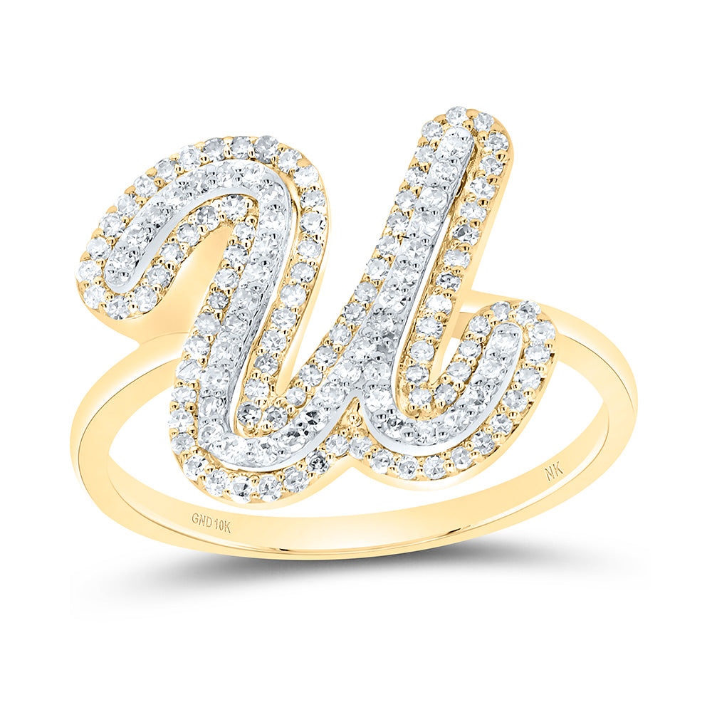 10kt Yellow Gold Diamond Fashion Initial Ladies Wedding Engagement Anniversary Ring