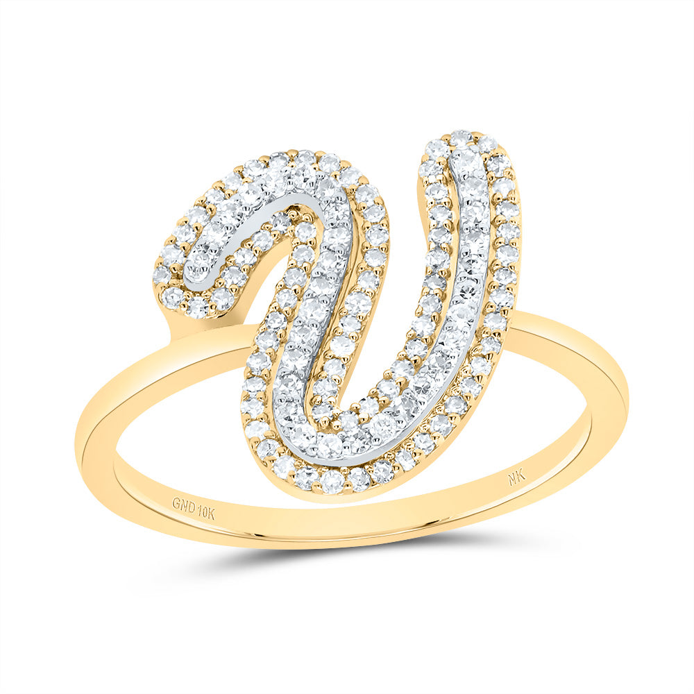 10kt Yellow Gold Diamond Fashion Initial Ladies Wedding Engagement Anniversary Ring