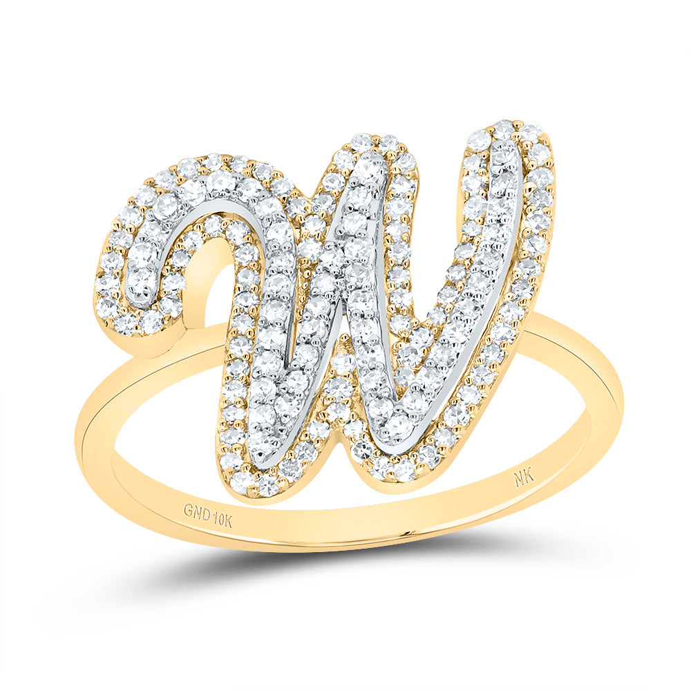 10kt Yellow Gold Diamond Fashion Initial Ladies Wedding Engagement Anniversary Ring