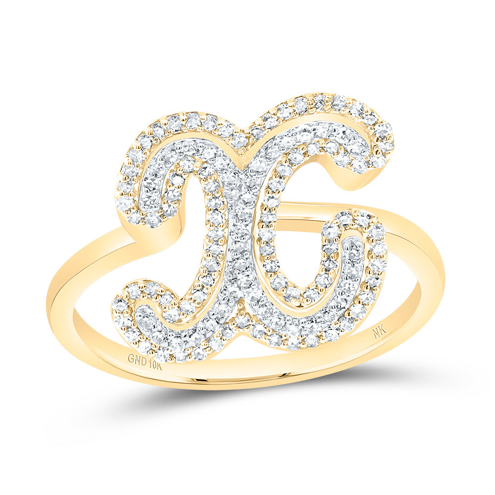 10kt Yellow Gold Diamond Fashion Initial Ladies Wedding Engagement Anniversary Ring