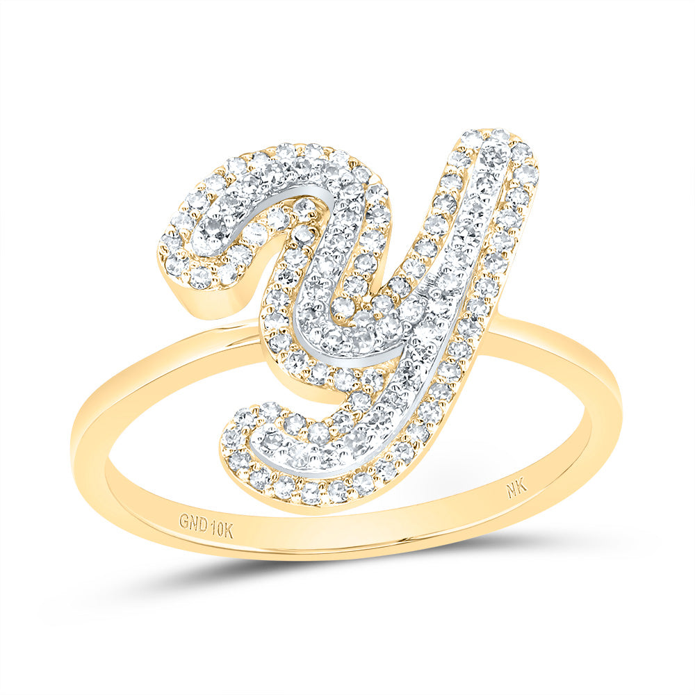 10kt Yellow Gold Diamond Fashion Initial Ladies Wedding Engagement Anniversary Ring