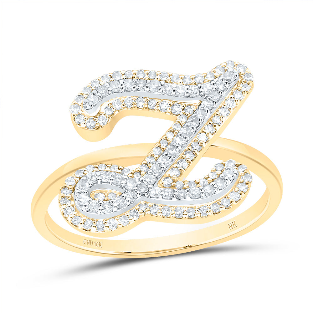 10kt Yellow Gold Diamond Fashion Initial Ladies Wedding Engagement Anniversary Ring