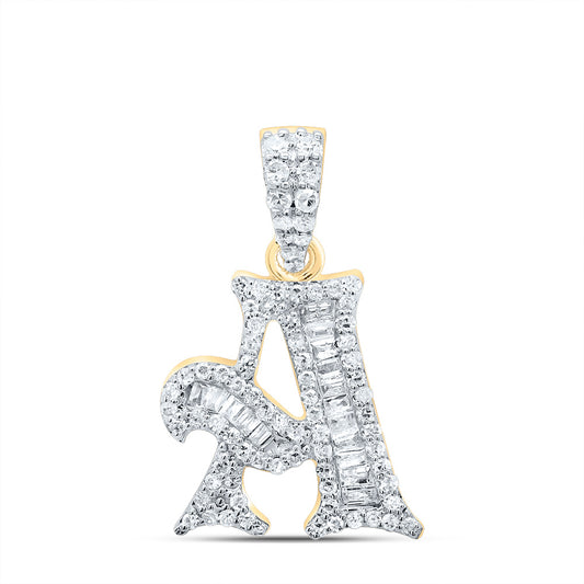 10kt Yellow Or White Gold Diamond Initial Baguette Pendant