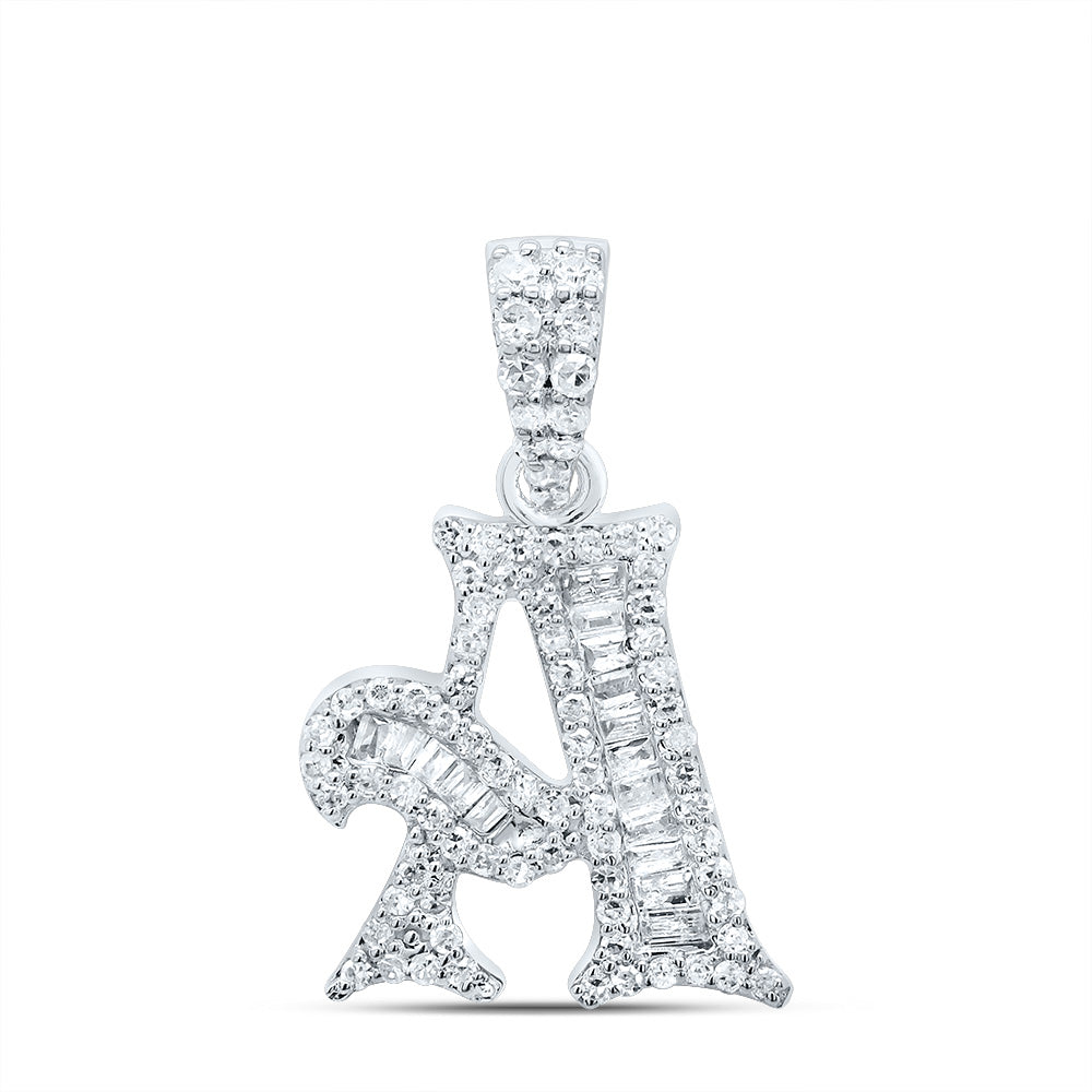 10kt Yellow Or White Gold Diamond Initial Baguette Pendant