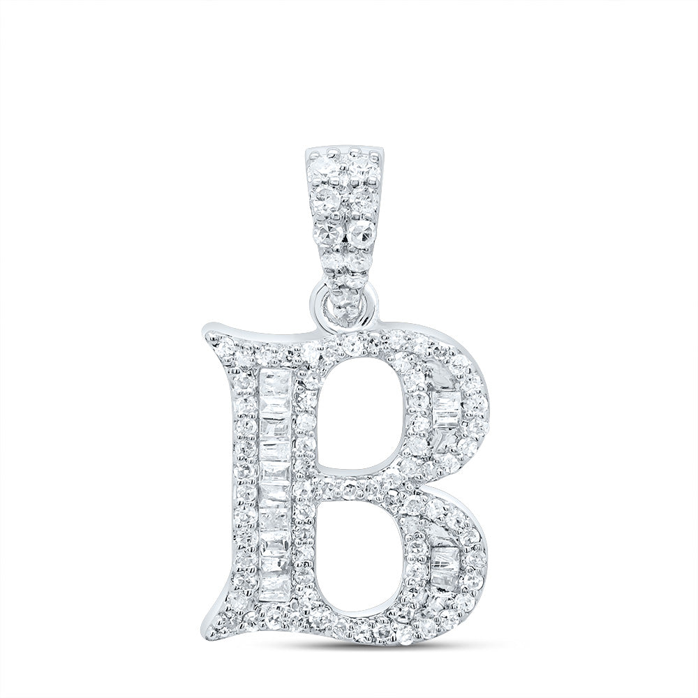 10kt Yellow Or White Gold Diamond Initial Baguette Pendant