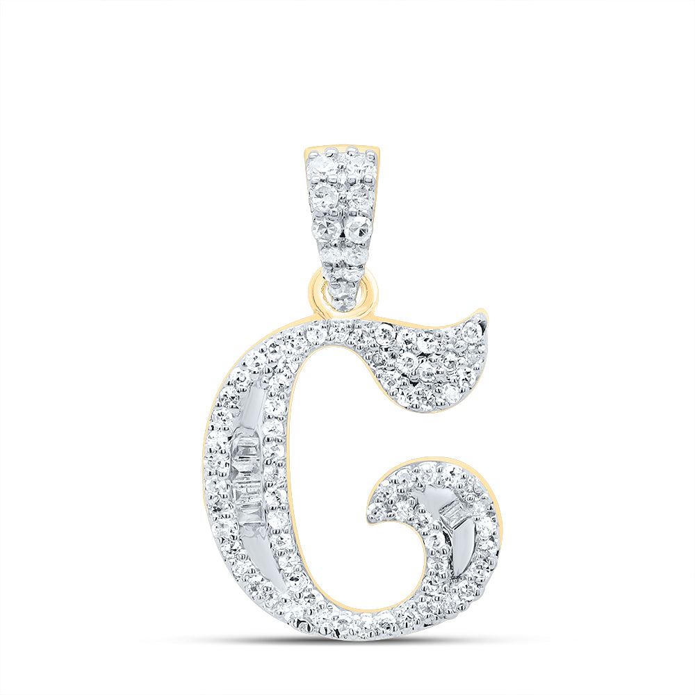 10kt Yellow Or White Gold Diamond Initial Baguette Pendant