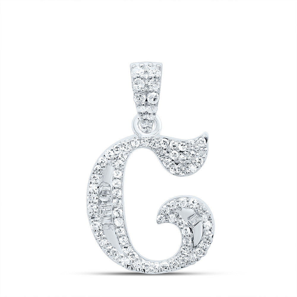 10kt Yellow Or White Gold Diamond Initial Baguette Pendant