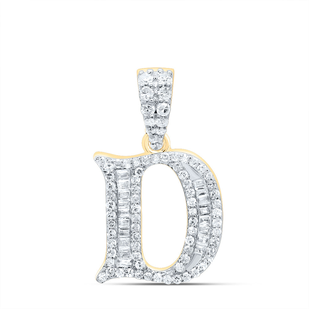 10kt Yellow Or White Gold Diamond Initial Baguette Pendant