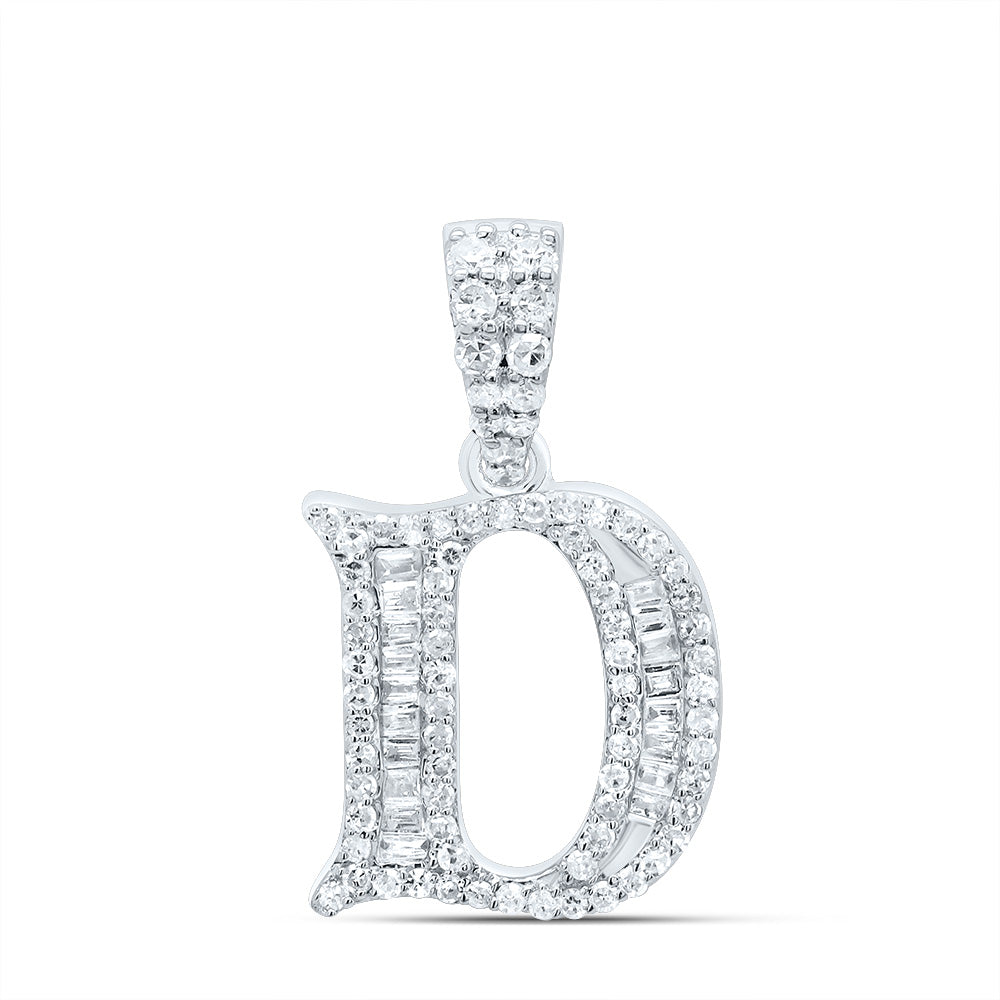 10kt Yellow Or White Gold Diamond Initial Baguette Pendant