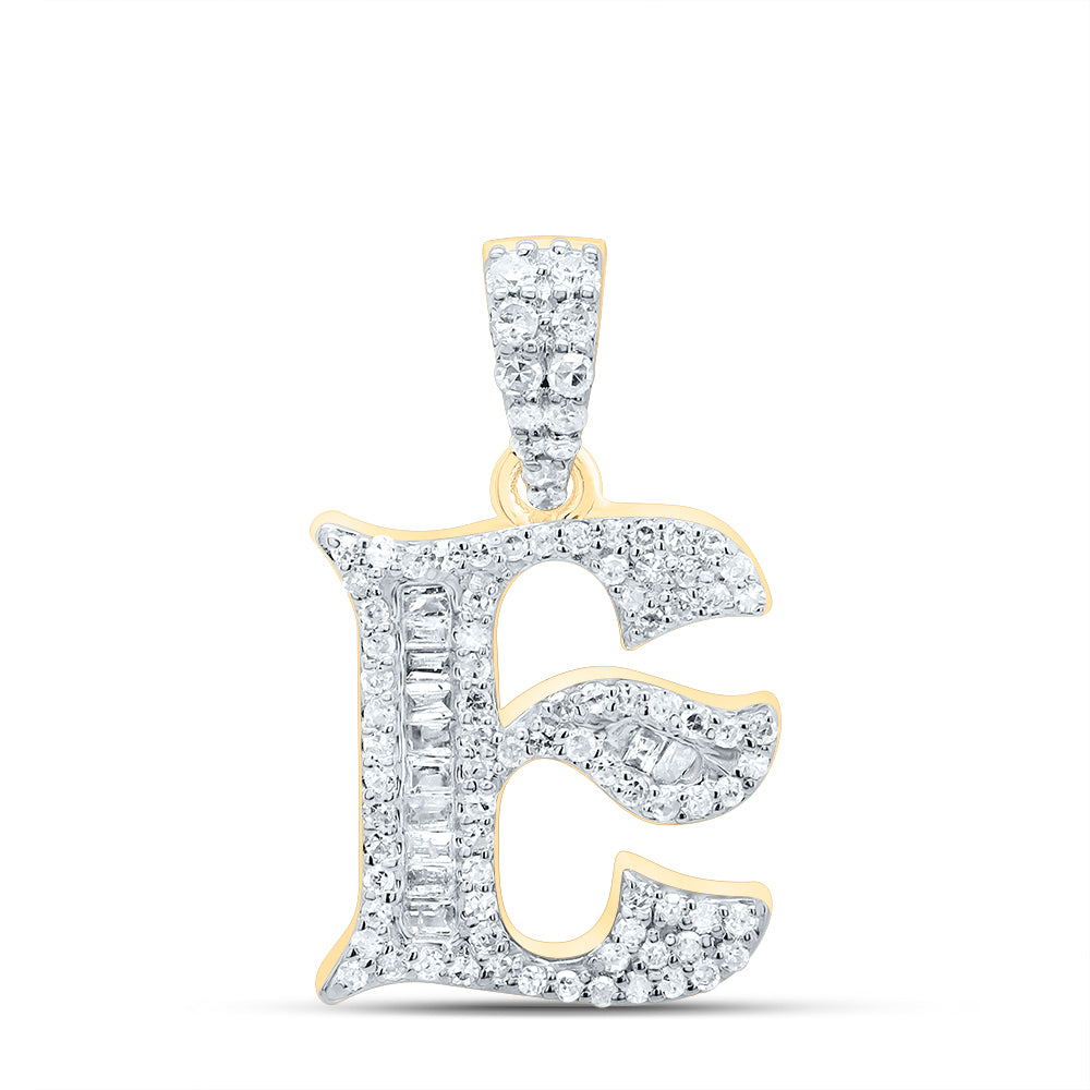 10kt Yellow Or White Gold Diamond Initial Baguette Pendant
