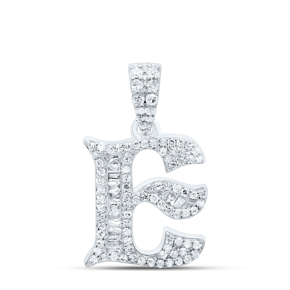 10kt Yellow Or White Gold Diamond Initial Baguette Pendant