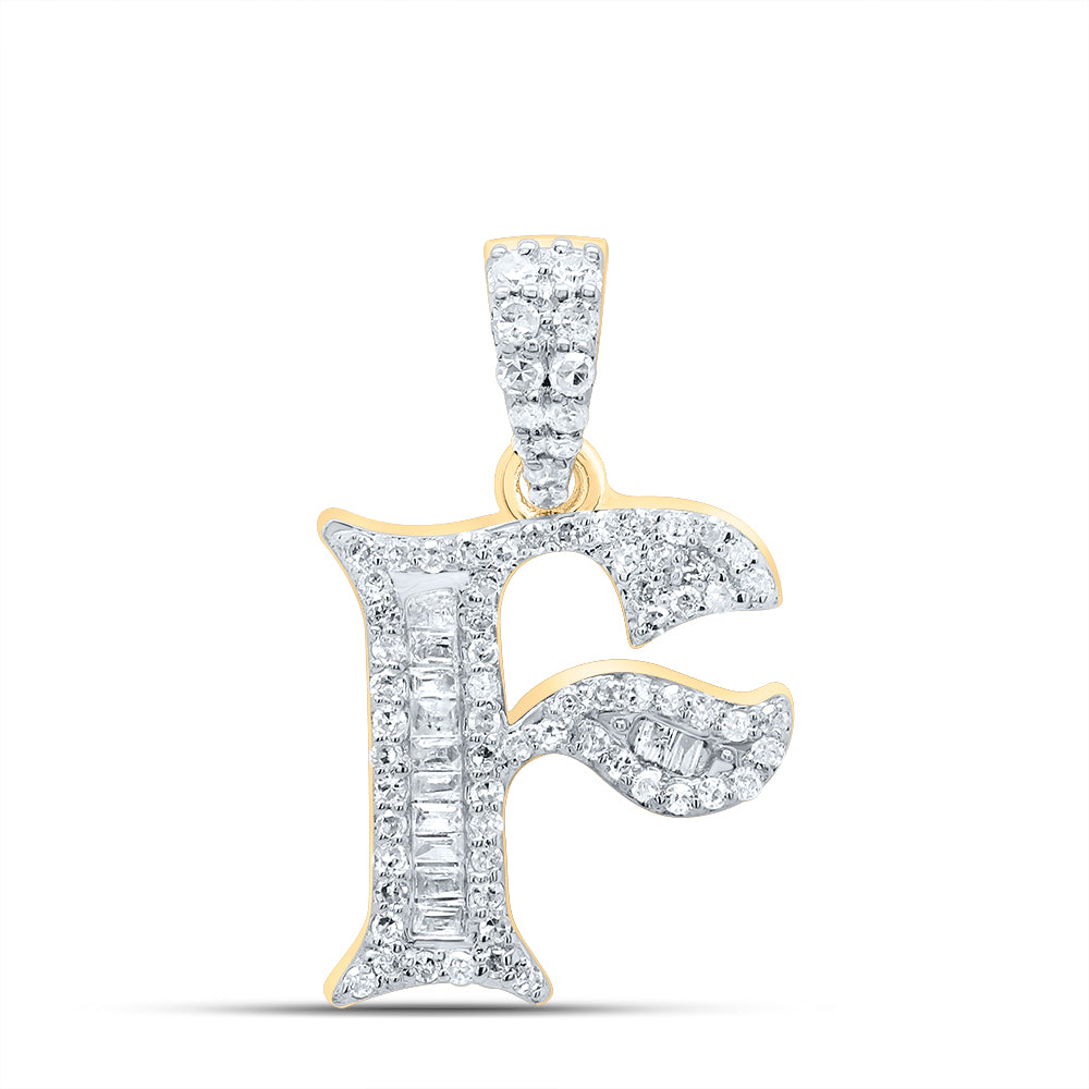 10kt Yellow Or White Gold Diamond Initial Baguette Pendant