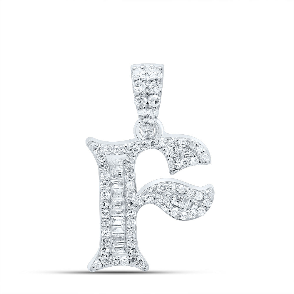 10kt Yellow Or White Gold Diamond Initial Baguette Pendant