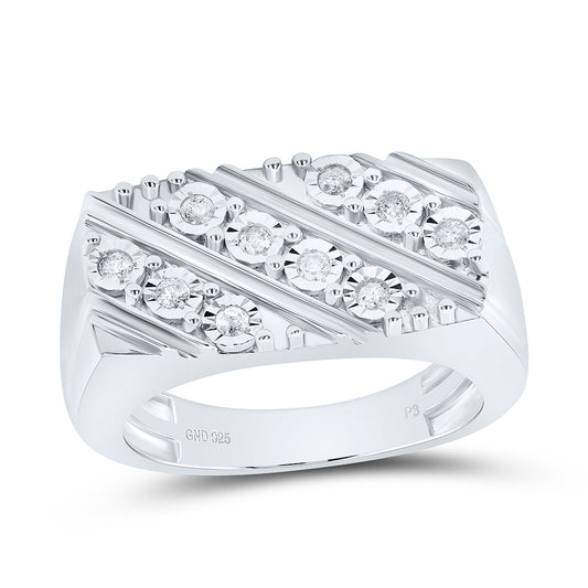 Sterling Silver 1/4 Cttw Diamond Men's Ring, Men Size: 8-12