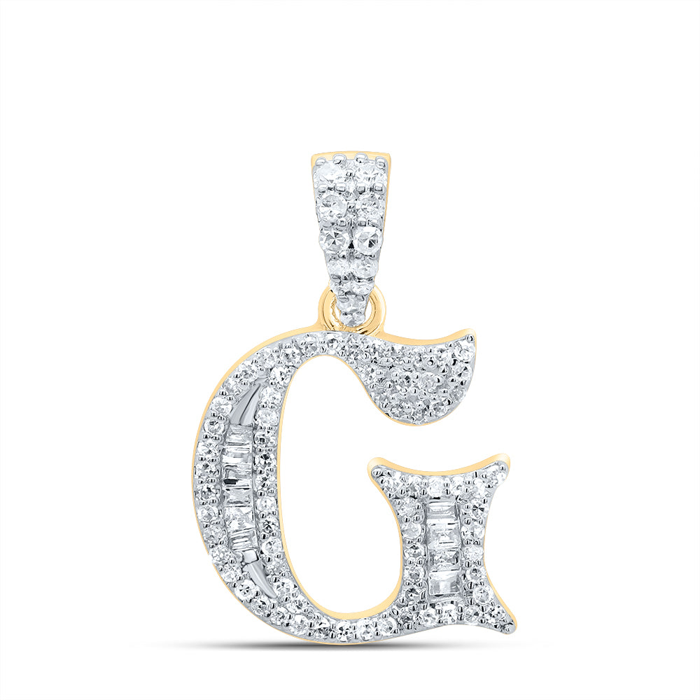 10kt Yellow Or White Gold Diamond Initial Baguette Pendant
