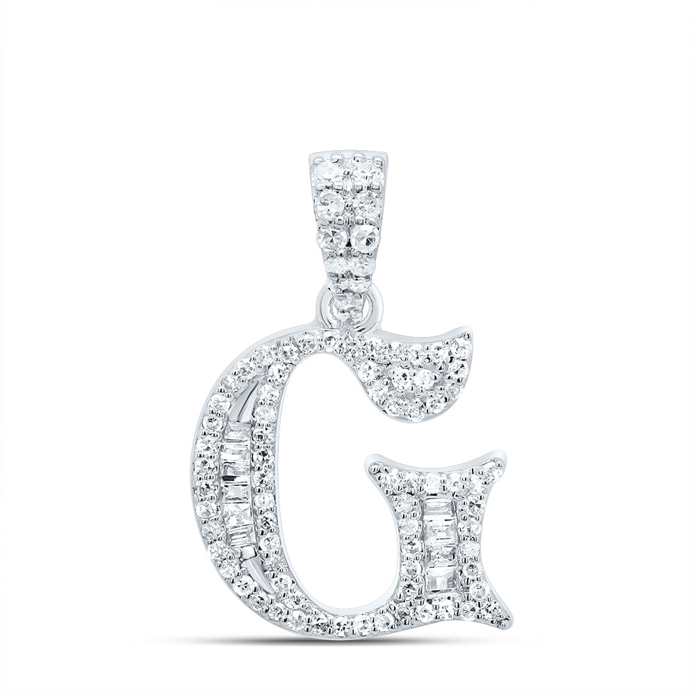 10kt Yellow Or White Gold Diamond Initial Baguette Pendant